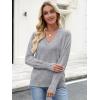 imageANRABESS Sweaters for Women Long Sleeve V Neck Shirts Business Casual Work Blouses 2025 Fall Loose Knit Pullover Sweater TopsLight Gray
