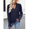 imageANRABESS Sweaters for Women Long Sleeve V Neck Shirts Business Casual Work Blouses 2025 Fall Loose Knit Pullover Sweater TopsNavy Blue