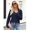 imageANRABESS Sweaters for Women Long Sleeve V Neck Shirts Business Casual Work Blouses 2025 Fall Loose Knit Pullover Sweater TopsNavy Blue