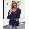 imageANRABESS Sweaters for Women Long Sleeve V Neck Shirts Business Casual Work Blouses 2025 Fall Loose Knit Pullover Sweater TopsNavy Blue