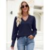 imageANRABESS Sweaters for Women Long Sleeve V Neck Shirts Business Casual Work Blouses 2025 Fall Loose Knit Pullover Sweater TopsNavy Blue