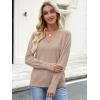 imageANRABESS Sweaters for Women Long Sleeve V Neck Shirts Business Casual Work Blouses 2025 Fall Loose Knit Pullover Sweater TopsTan