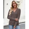 imageANRABESS Sweaters for Women Long Sleeve V Neck Shirts Business Casual Work Blouses 2025 Fall Loose Knit Pullover Sweater TopsTaupe