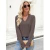 imageANRABESS Sweaters for Women Long Sleeve V Neck Shirts Business Casual Work Blouses 2025 Fall Loose Knit Pullover Sweater TopsTaupe
