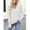 imageANRABESS Sweaters for Women Long Sleeve V Neck Shirts Business Casual Work Blouses 2025 Fall Loose Knit Pullover Sweater TopsWhite