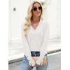 imageANRABESS Sweaters for Women Long Sleeve V Neck Shirts Business Casual Work Blouses 2025 Fall Loose Knit Pullover Sweater TopsWhite