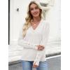 imageANRABESS Sweaters for Women Long Sleeve V Neck Shirts Business Casual Work Blouses 2025 Fall Loose Knit Pullover Sweater TopsWhite
