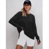 imageANRABESS Sweatshirts for Women 2025 Fall Long Sleeve Shirts Oversized Crewneck Lightweight Side Split Casual Pullover TopsBlack