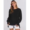 imageANRABESS Sweatshirts for Women 2025 Fall Long Sleeve Shirts Oversized Crewneck Lightweight Side Split Casual Pullover TopsBlack