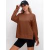 imageANRABESS Sweatshirts for Women 2025 Fall Long Sleeve Shirts Oversized Crewneck Lightweight Side Split Casual Pullover TopsBurnt Brown