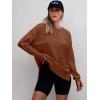 imageANRABESS Sweatshirts for Women 2025 Fall Long Sleeve Shirts Oversized Crewneck Lightweight Side Split Casual Pullover TopsBurnt Brown