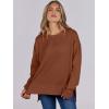 imageANRABESS Sweatshirts for Women 2025 Fall Long Sleeve Shirts Oversized Crewneck Lightweight Side Split Casual Pullover TopsBurnt Brown