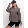 imageANRABESS Sweatshirts for Women 2025 Fall Long Sleeve Shirts Oversized Crewneck Lightweight Side Split Casual Pullover TopsCamel