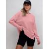 imageANRABESS Sweatshirts for Women 2025 Fall Long Sleeve Shirts Oversized Crewneck Lightweight Side Split Casual Pullover TopsCoral Pink