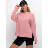 imageANRABESS Sweatshirts for Women 2025 Fall Long Sleeve Shirts Oversized Crewneck Lightweight Side Split Casual Pullover TopsCoral Pink