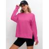 imageANRABESS Sweatshirts for Women 2025 Fall Long Sleeve Shirts Oversized Crewneck Lightweight Side Split Casual Pullover TopsHot Pink