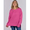 imageANRABESS Sweatshirts for Women 2025 Fall Long Sleeve Shirts Oversized Crewneck Lightweight Side Split Casual Pullover TopsHot Pink