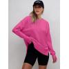 imageANRABESS Sweatshirts for Women 2025 Fall Long Sleeve Shirts Oversized Crewneck Lightweight Side Split Casual Pullover TopsHot Pink