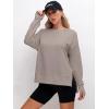 imageANRABESS Sweatshirts for Women 2025 Fall Long Sleeve Shirts Oversized Crewneck Lightweight Side Split Casual Pullover TopsKhaki
