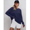 imageANRABESS Sweatshirts for Women 2025 Fall Long Sleeve Shirts Oversized Crewneck Lightweight Side Split Casual Pullover TopsNavy Blue