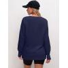 imageANRABESS Sweatshirts for Women 2025 Fall Long Sleeve Shirts Oversized Crewneck Lightweight Side Split Casual Pullover TopsNavy Blue