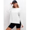 imageANRABESS Sweatshirts for Women 2025 Fall Long Sleeve Shirts Oversized Crewneck Lightweight Side Split Casual Pullover TopsWhite