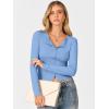 imageANRABESS Women Long Sleeve Button Down Shirts Ribbed Knit Slim Fitted Crop Tops 2025 Fall Y2K Dressy Casual Trendy OutfitsSky Blue