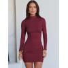 imageANRABESS Women Long Sleeve Mock Neck Bodycon Mini Dress 2025 Fall Ribbed Slim Fit Pencil Cocktail Club Night DressesDark Red