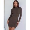 imageANRABESS Women Long Sleeve Mock Neck Bodycon Mini Dress 2025 Fall Ribbed Slim Fit Pencil Cocktail Club Night DressesDeep Brown