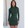 imageANRABESS Women Long Sleeve Mock Neck Bodycon Mini Dress 2025 Fall Ribbed Slim Fit Pencil Cocktail Club Night DressesDeep Green