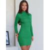 imageANRABESS Women Long Sleeve Mock Neck Bodycon Mini Dress 2025 Fall Ribbed Slim Fit Pencil Cocktail Club Night DressesGreen