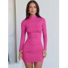 imageANRABESS Women Long Sleeve Mock Neck Bodycon Mini Dress 2025 Fall Ribbed Slim Fit Pencil Cocktail Club Night DressesHot Pink