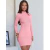 imageANRABESS Women Long Sleeve Mock Neck Bodycon Mini Dress 2025 Fall Ribbed Slim Fit Pencil Cocktail Club Night DressesPink