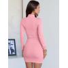 imageANRABESS Women Long Sleeve Mock Neck Bodycon Mini Dress 2025 Fall Ribbed Slim Fit Pencil Cocktail Club Night DressesPink