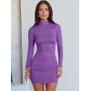 imageANRABESS Women Long Sleeve Mock Neck Bodycon Mini Dress 2025 Fall Ribbed Slim Fit Pencil Cocktail Club Night DressesPurple