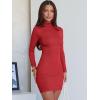 imageANRABESS Women Long Sleeve Mock Neck Bodycon Mini Dress 2025 Fall Ribbed Slim Fit Pencil Cocktail Club Night DressesRed
