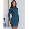 imageANRABESS Women Long Sleeve Mock Neck Bodycon Mini Dress 2025 Fall Ribbed Slim Fit Pencil Cocktail Club Night DressesTeal