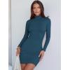 imageANRABESS Women Long Sleeve Mock Neck Bodycon Mini Dress 2025 Fall Ribbed Slim Fit Pencil Cocktail Club Night DressesTeal