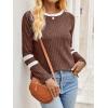 imageANRABESS Women Long Sleeve Tops Color Block Casual Shirts Lightweight Sweaters Fall Fashion Outfits 2025 Teen Girls ClothesBrownwhite