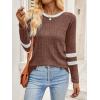 imageANRABESS Women Long Sleeve Tops Color Block Casual Shirts Lightweight Sweaters Fall Fashion Outfits 2025 Teen Girls ClothesBrownwhite