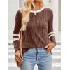 imageANRABESS Women Long Sleeve Tops Color Block Casual Shirts Lightweight Sweaters Fall Fashion Outfits 2025 Teen Girls ClothesBrownwhite