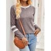 imageANRABESS Women Long Sleeve Tops Color Block Casual Shirts Lightweight Sweaters Fall Fashion Outfits 2025 Teen Girls ClothesCool Ash Brownwhite