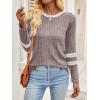 imageANRABESS Women Long Sleeve Tops Color Block Casual Shirts Lightweight Sweaters Fall Fashion Outfits 2025 Teen Girls ClothesCool Ash Brownwhite