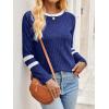 imageANRABESS Women Long Sleeve Tops Color Block Casual Shirts Lightweight Sweaters Fall Fashion Outfits 2025 Teen Girls ClothesDeep Bluewhite