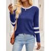 imageANRABESS Women Long Sleeve Tops Color Block Casual Shirts Lightweight Sweaters Fall Fashion Outfits 2025 Teen Girls ClothesDeep Bluewhite