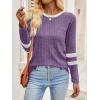 imageANRABESS Women Long Sleeve Tops Color Block Casual Shirts Lightweight Sweaters Fall Fashion Outfits 2025 Teen Girls ClothesPurplewhite