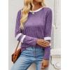 imageANRABESS Women Long Sleeve Tops Color Block Casual Shirts Lightweight Sweaters Fall Fashion Outfits 2025 Teen Girls ClothesPurplewhite