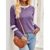 imageANRABESS Women Long Sleeve Tops Color Block Casual Shirts Lightweight Sweaters Fall Fashion Outfits 2025 Teen Girls ClothesPurplewhite