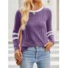 imageANRABESS Women Long Sleeve Tops Color Block Casual Shirts Lightweight Sweaters Fall Fashion Outfits 2025 Teen Girls ClothesPurplewhite