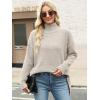 imageANRABESS Women Oversized Turtleneck Long Sleeve Fuzzy Knit Slit Side Chunky Warm Pullover Sweaters 2025Beige